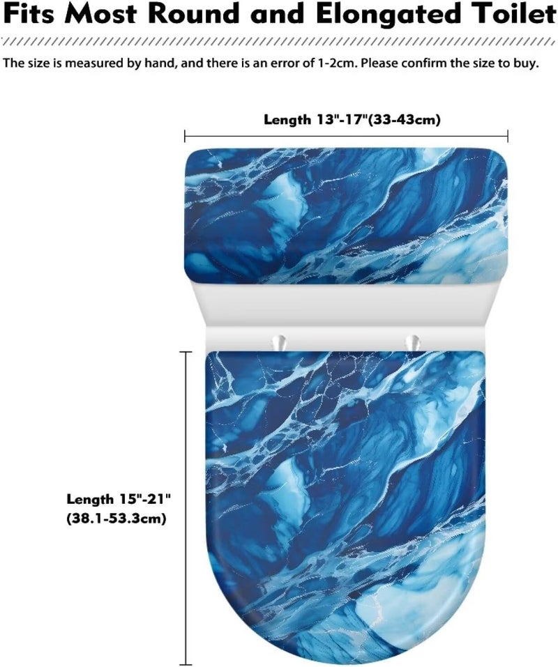 Kathyboom Toilet Lid Covers Reusable Set of 2 Tank Lid Covers, Dust Splash Resistant for Bathroom Office Bathroom Decor(Blue Marble) - Image 5